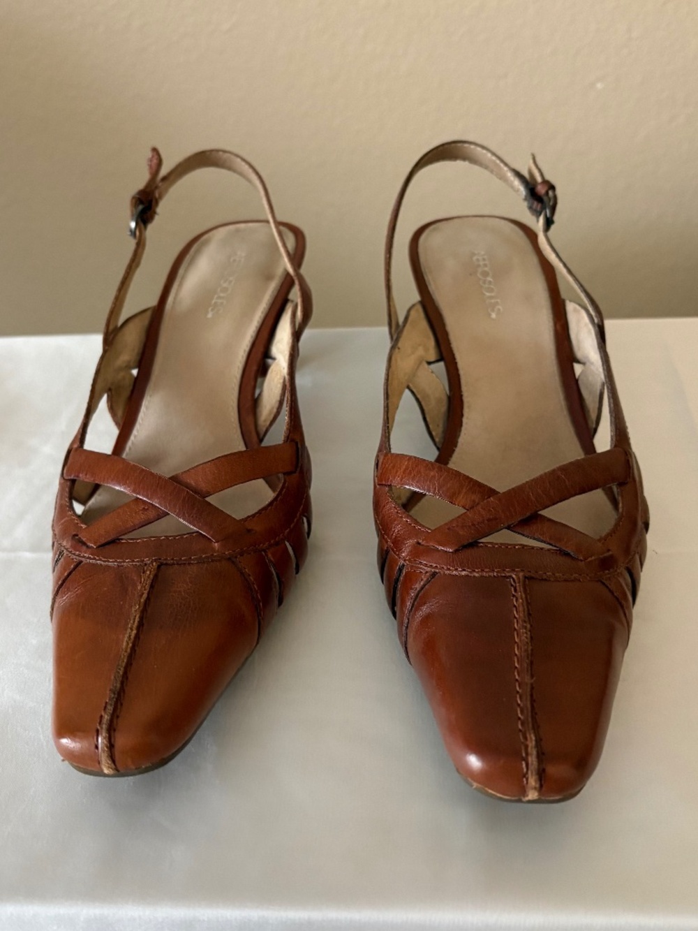 Stylish Sling Back Leather Heels